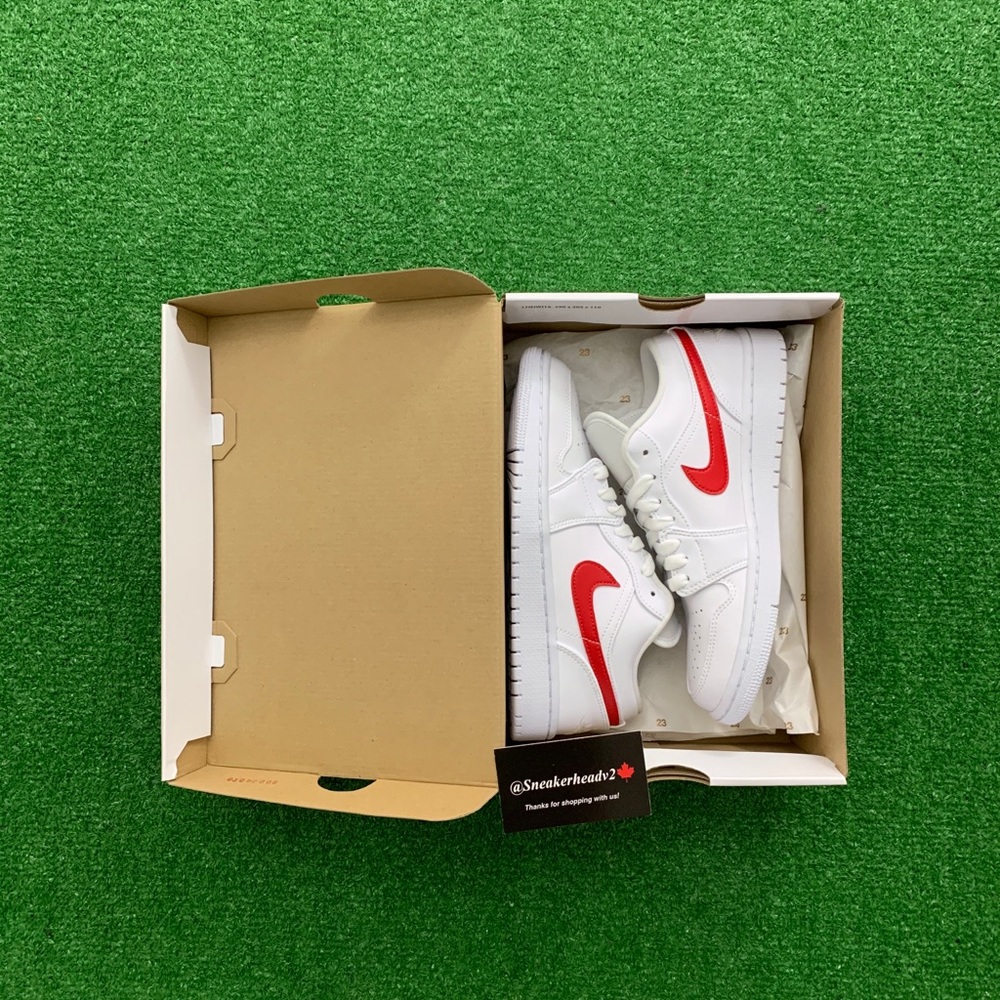 🥤*NEW* Air Jordan 1 Low “White University Red”(W) - Picture 9 of 10